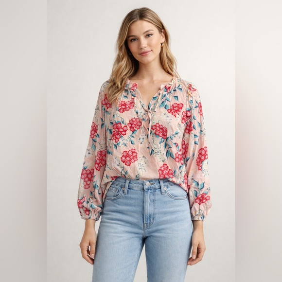 Alice Blue Tops - Alice Blue Red and Blue Floral Blouse